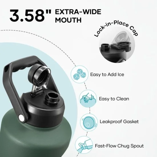 Buzio Rock Series One Gallon Jug with Spout Lid and Sleeve 3.8L - Dark Green